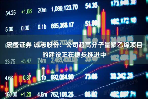 宏盛证券 诚志股份：公司超高分子量聚乙烯项目的建设正在稳步推进中