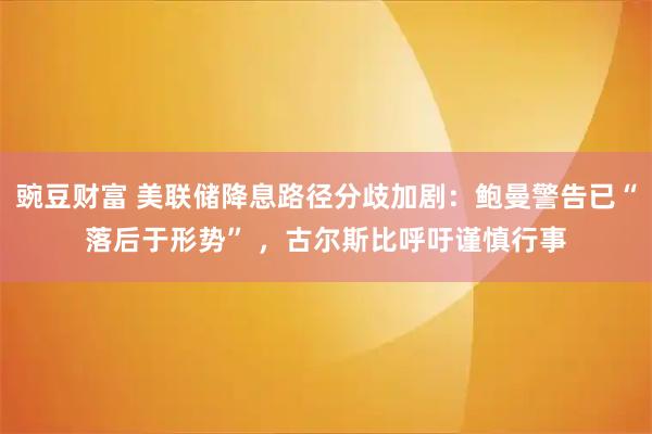 豌豆财富 美联储降息路径分歧加剧：鲍曼警告已“落后于形势” ，古尔斯比呼吁谨慎行事